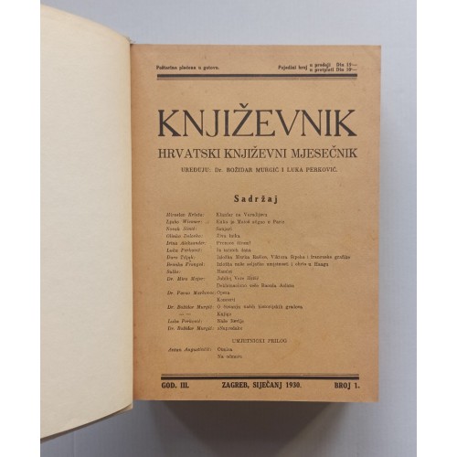 Književnik - Hrvatski književni mjesečnik god. III. 1930 1-12