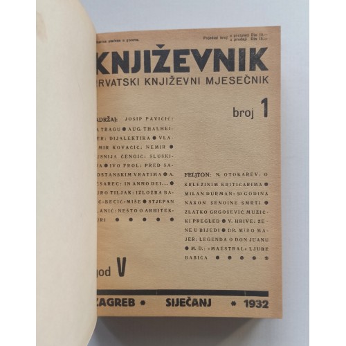 Književnik - Hrvatski književni mjesečnik god. V. 1932 1-12