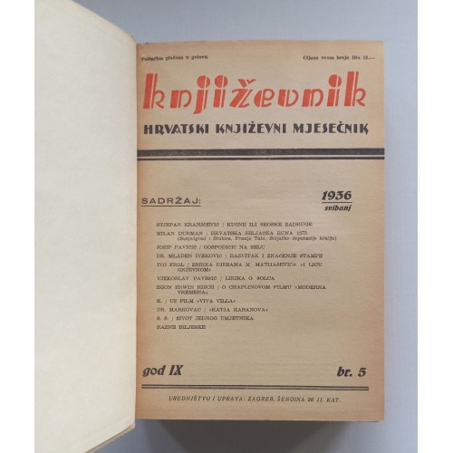 Književnik - Hrvatski književni mjesečnik god. IX. 1936 1-12