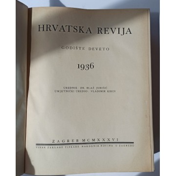 Hrvatska revija Godina IX. brojevi 1.-12./1936.