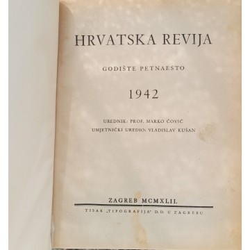 Hrvatska revija Godina XV. brojevi 1.-12./1942.